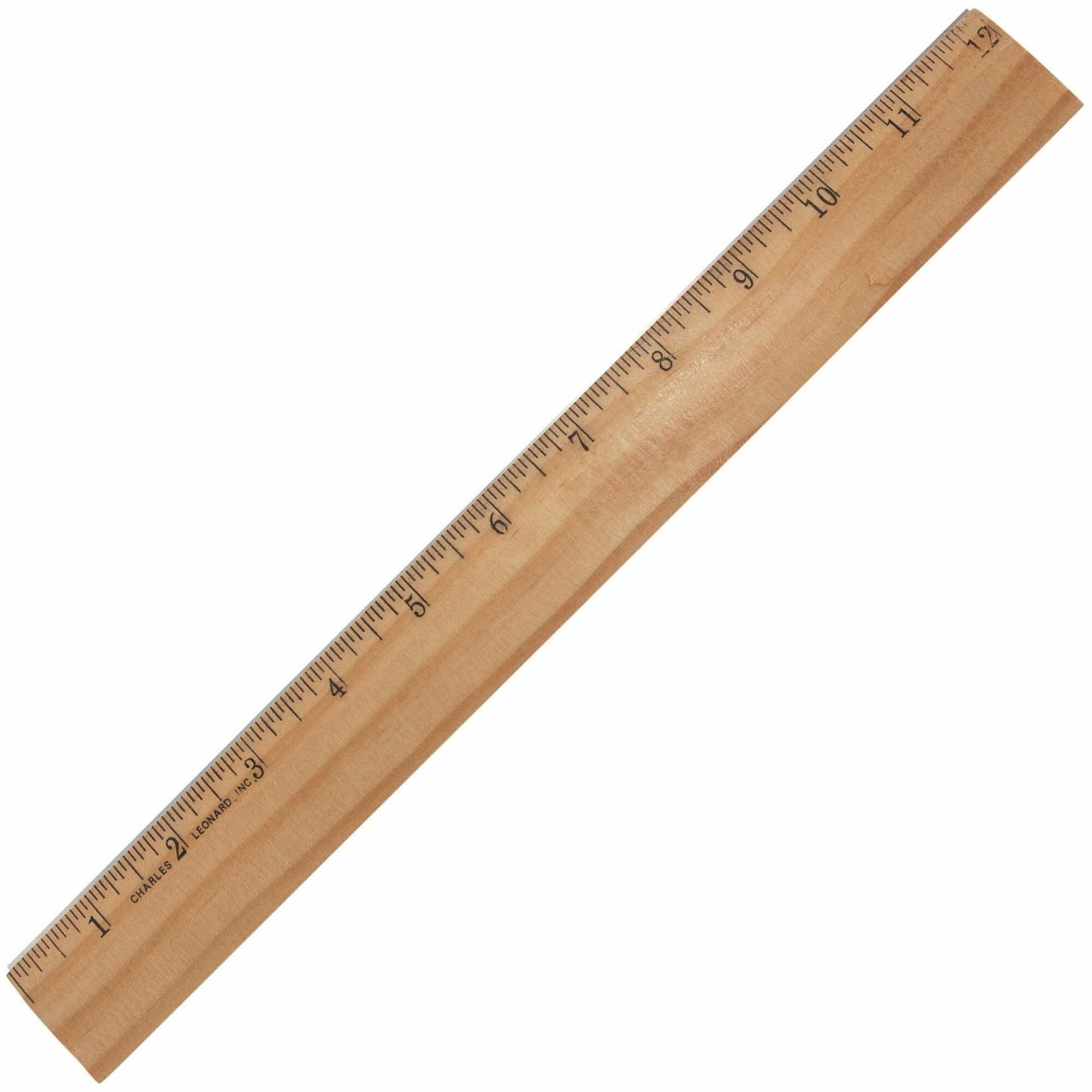 CLI Office Ruler - 12" Length 1.3" Width - Wood, Metal - 1 Each - Brown