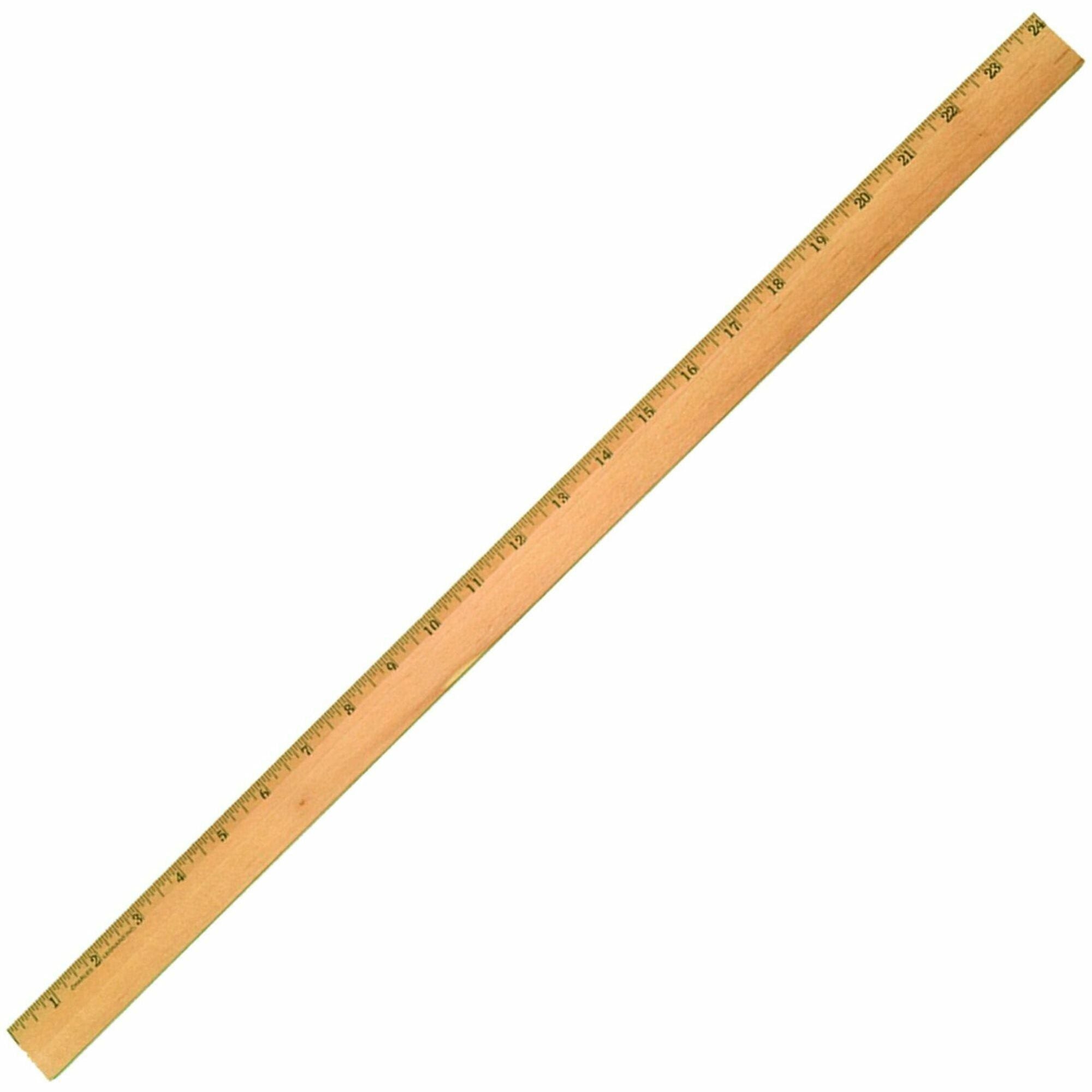 CLI Office Ruler - 24" Length 1.3" Width - Wood, Metal - 1 Each - Brown