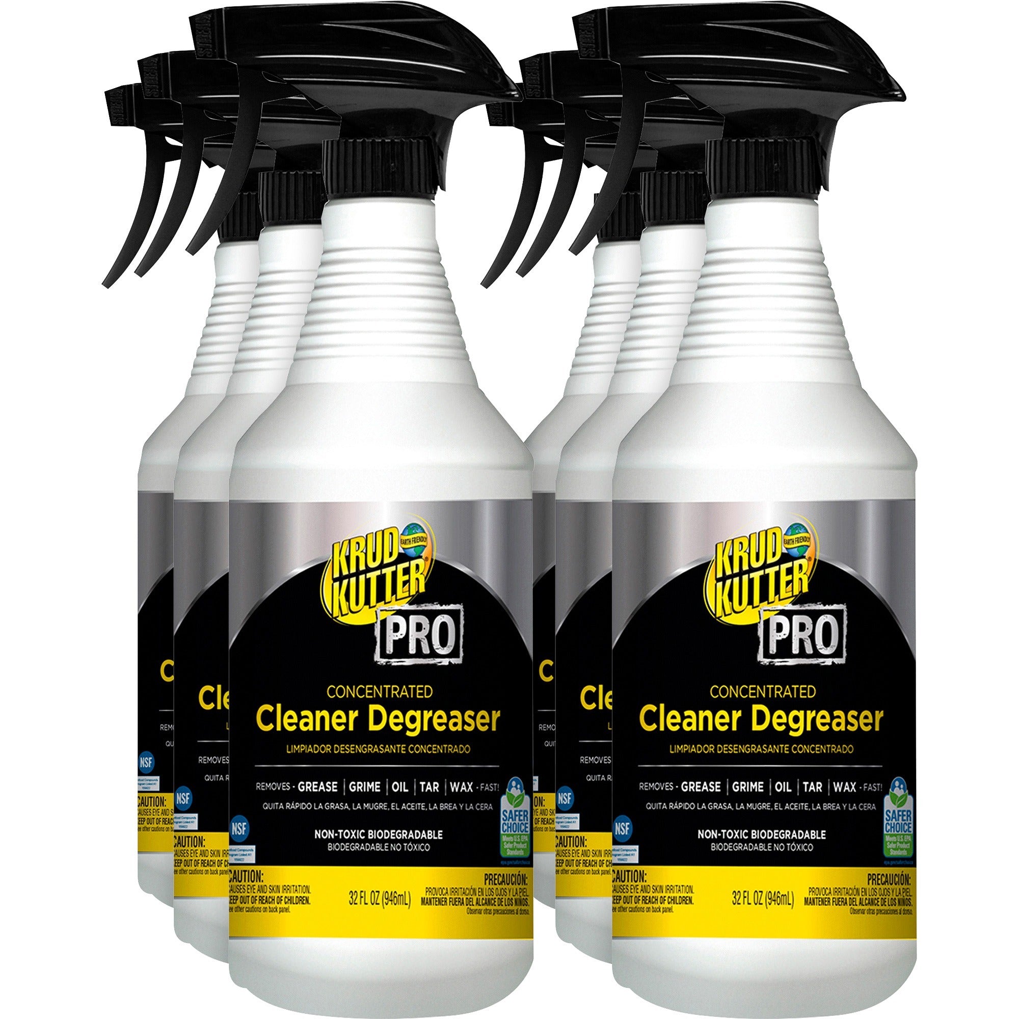 Krud Kutter PRO Cleaner Degreaser - Concentrate - 32 fl oz (1 quart) - 6 / Carton - Heavy Duty, Chemical-free, Residue-free - Clear