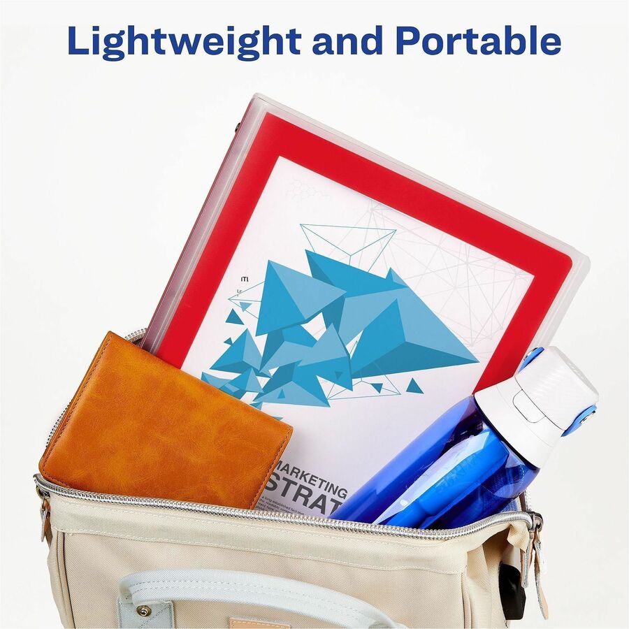 Avery Flexi-View 3 Ring Binder, 1 Inch Round Rings, 1 Red Binder - 1" Binder Capacity - Letter - 8 1/2" x 11" Sheet Size - 175 Sheet Capacity - Round Ring Fastener(s) - 1 Inside Back Pocket(s) - Polypropylene, Poly - Red - Durable, Spine, Flexib