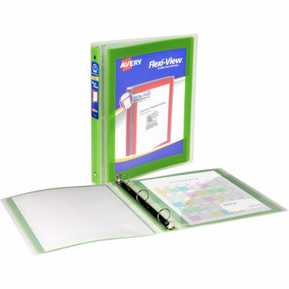 Flexi-View Binder with Round Rings, 3 Rings, 1" Capacity, 11 x 8.5, Green