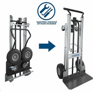 Cosco 2-in-1 Hybrid Hand Truck - 1000 lb Capacity - 4 Casters - 19.5" Length x 19.5" Width x 48" Height - Black - 1 Each