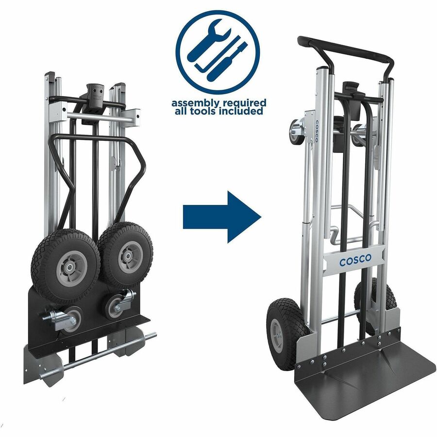 Cosco 2-in-1 Hybrid Hand Truck - 1000 lb Capacity - 4 Casters - 19.5" Length x 19.5" Width x 48" Height - Black - 1 Each