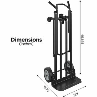 Cosco 2-in-1 Hybrid Hand Truck - 800 lb Capacity - 4 Casters - Steel - x 18" Width x 16" Depth x 46" Height - Steel Frame - Black - 1 Each