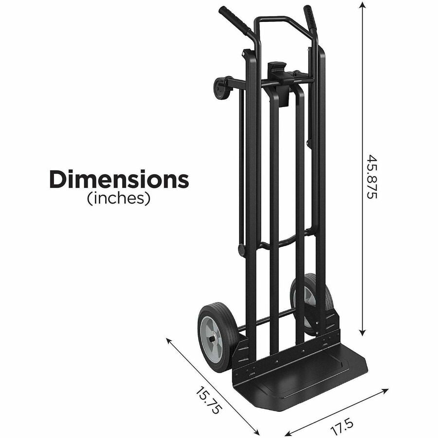 Cosco 2-in-1 Hybrid Hand Truck - 800 lb Capacity - 4 Casters - Steel - x 18" Width x 16" Depth x 46" Height - Steel Frame - Black - 1 Each