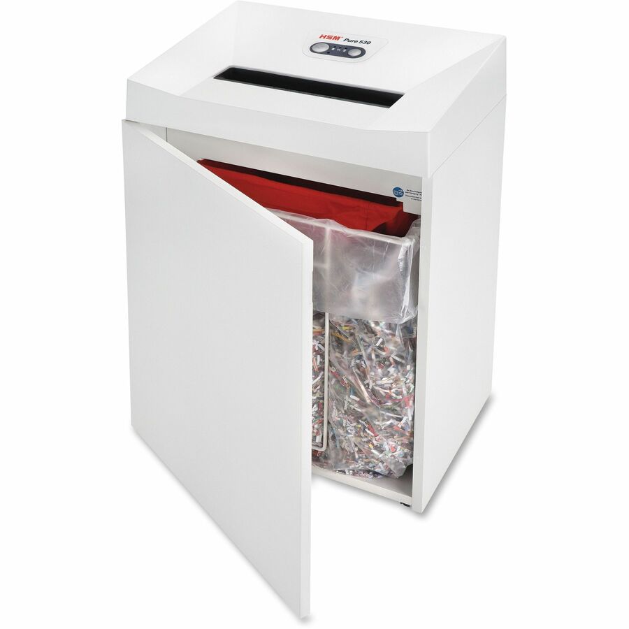 hsm-pure-530-1-4-continuous-shredder-strip-cut-27-per-pass-for-shredding-paper-staples-paper-clip-credit-card-cd-dvd-0250-shred-size-p-2-o-2-t-2-e-2-1181-throat-2110-gal-wastebin-capacity-white-taa-compliant_hsm2351113 - 3