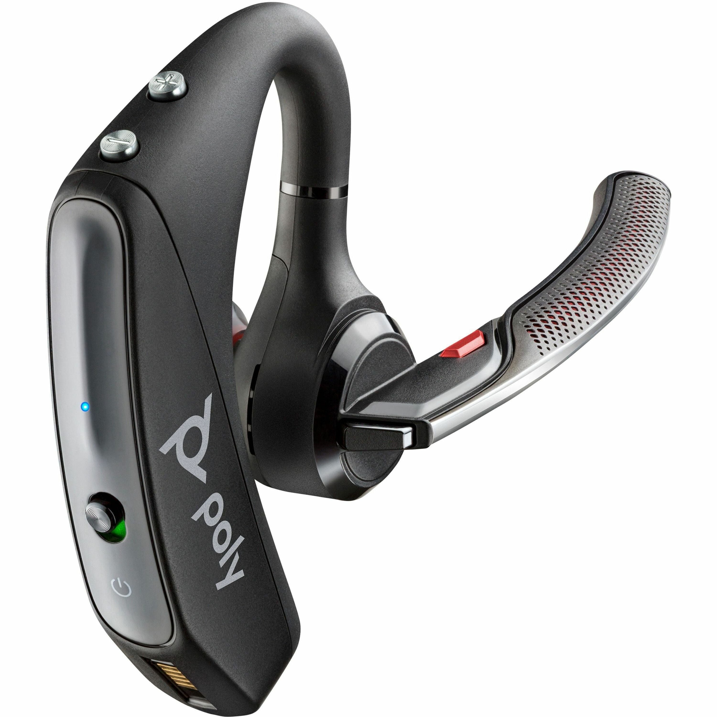 Poly Voyager 5200 UC USB-A Bluetooth Headset +BT700 Adapter - Google Assistant, Siri - Mono - Wireless - Bluetooth - 98.4 ft - 32 Ohm - 100 Hz - 20 kHz - Over-the-ear, Earbud - Monaural - In-ear - 7.12 ft Cable - Omni-directional, MEMS Technology, No - 1