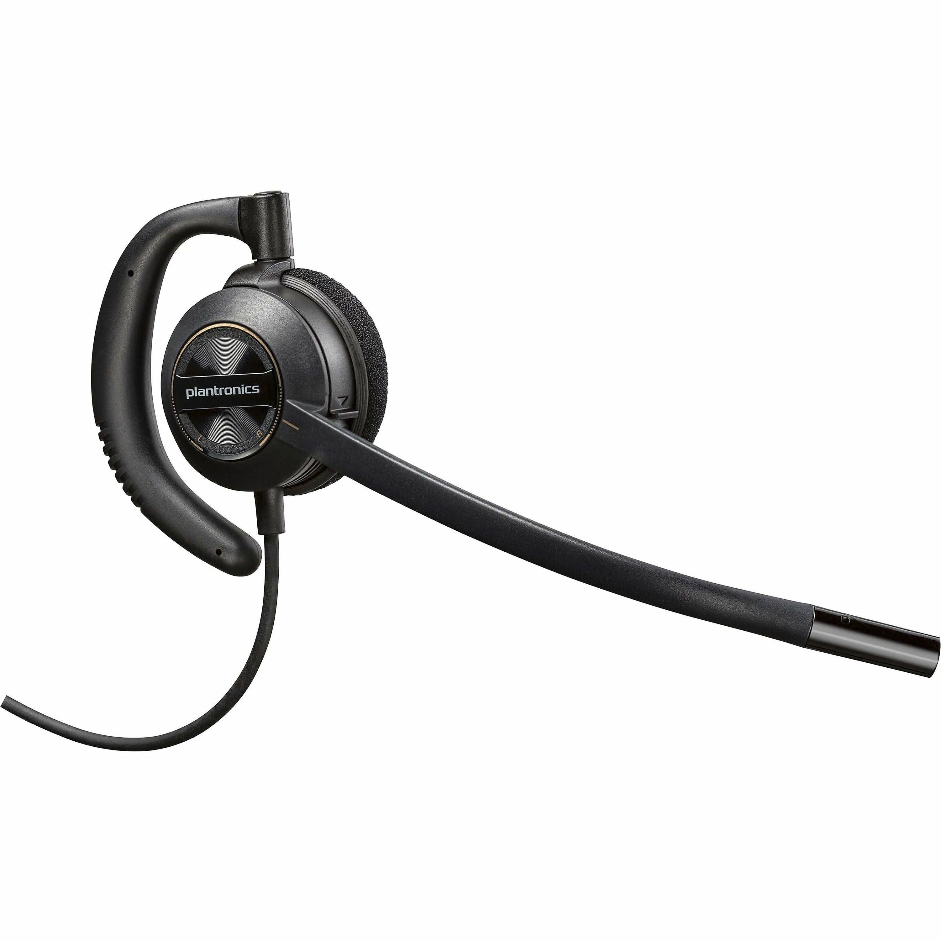 Poly EncorePro HW540 Convertible Headset - Mono - Mini-phone (3.5mm) - Wired - 20 Hz - 16 kHz - On-ear - Monaural - Ear-cup - 2.92 ft Cable - Omni-directional, Noise Cancelling Microphone - Black - 5