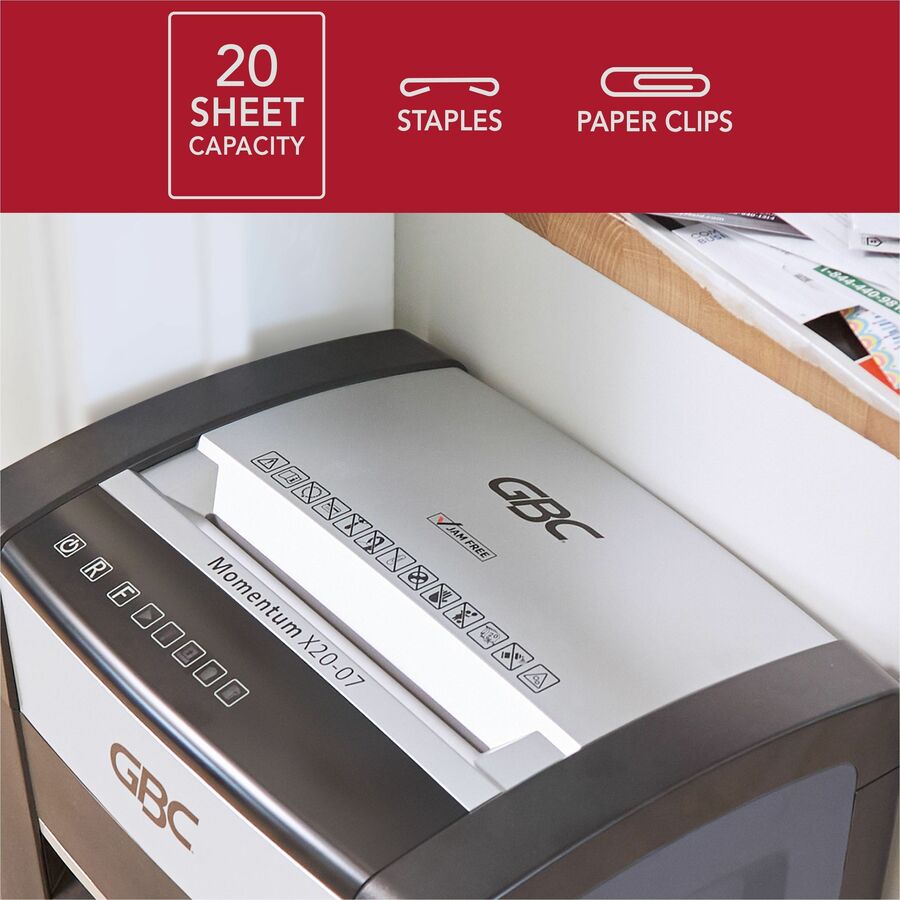 gbc-momentum-paper-shredder-x20-07-micro-cut-p-4-anti-jam-20-sheets-continuous-shredder-micro-cut-20-per-pass-for-shredding-paper-clip-paper-junk-mail-staples-p-4-9-throat-4-hour-run-time-7-gal-wastebin-capacity-black_gbcwsm177001 - 8