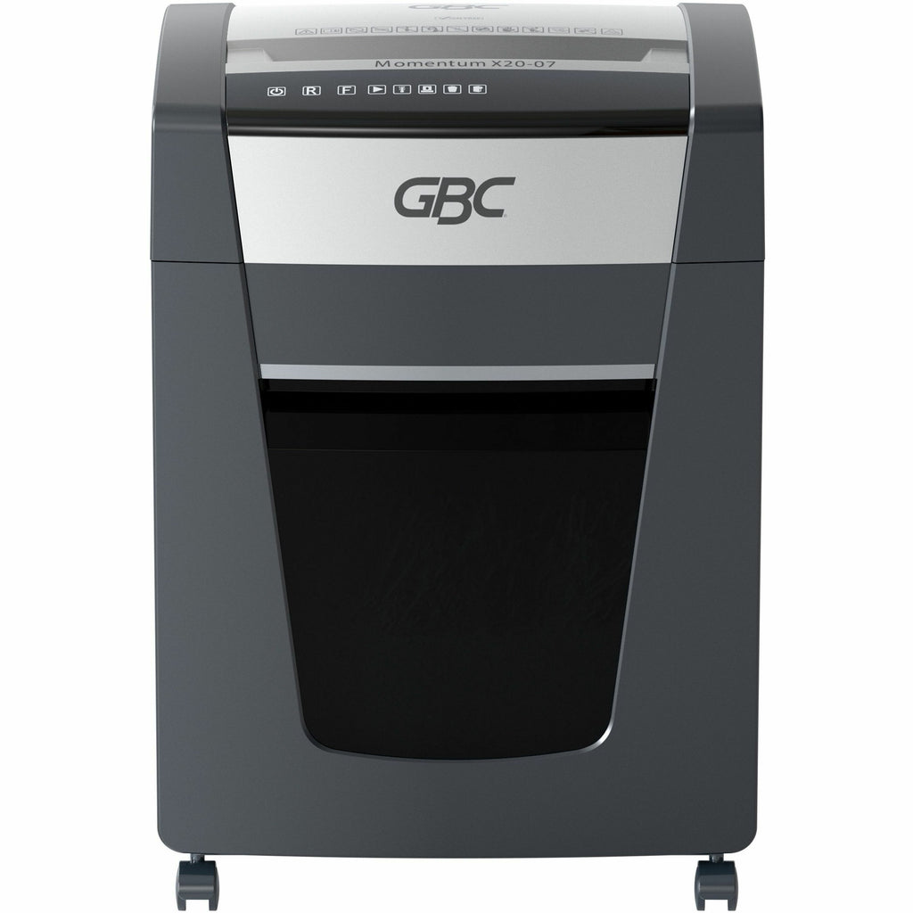 gbc-momentum-paper-shredder-x20-07-micro-cut-p-4-anti-jam-20-sheets-continuous-shredder-micro-cut-20-per-pass-for-shredding-paper-clip-paper-junk-mail-staples-p-4-9-throat-4-hour-run-time-7-gal-wastebin-capacity-black_gbcwsm177001 - 2