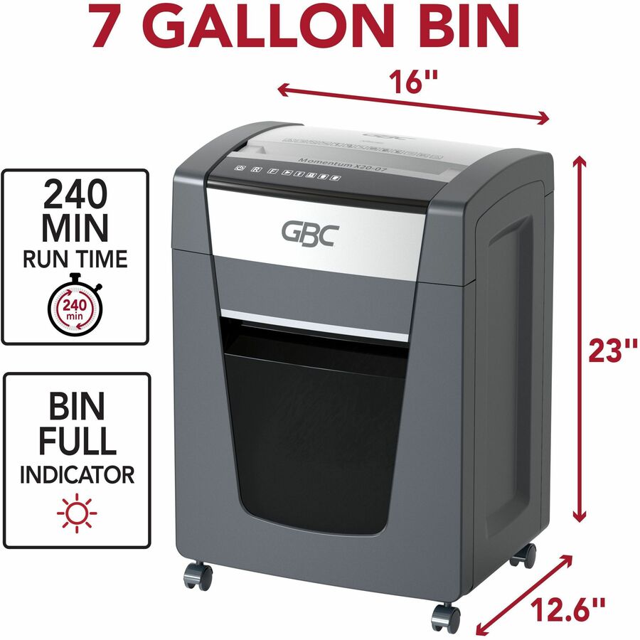 gbc-momentum-paper-shredder-x20-07-micro-cut-p-4-anti-jam-20-sheets-continuous-shredder-micro-cut-20-per-pass-for-shredding-paper-clip-paper-junk-mail-staples-p-4-9-throat-4-hour-run-time-7-gal-wastebin-capacity-black_gbcwsm177001 - 6