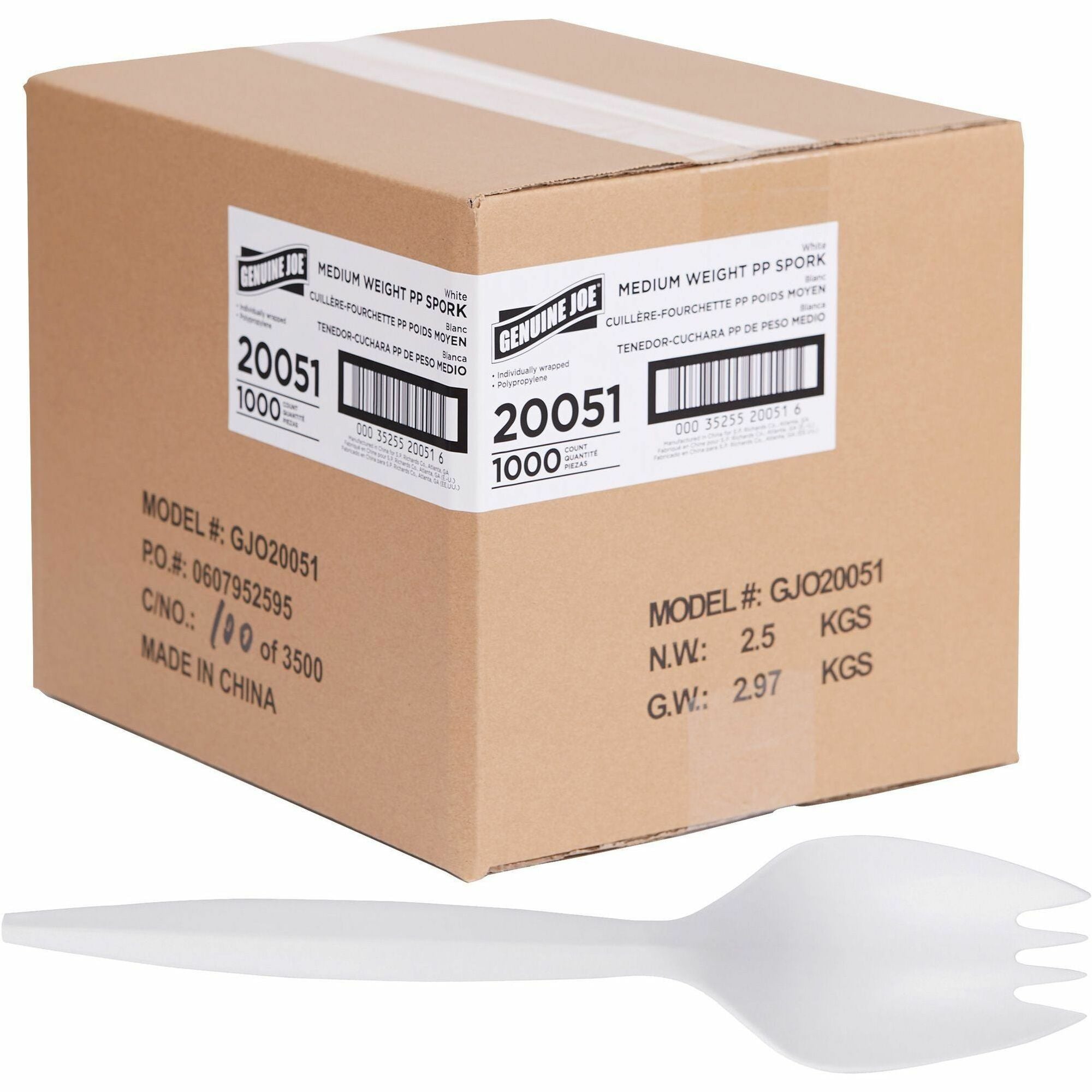genuine-joe-individually-wrapped-sporks-1000-carton-spork-breakroom-disposable-white_gjo20051 - 1