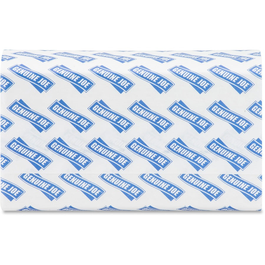 Genuine Joe Multifold Towels - 1 Ply - Multifold - 9.20" x 9.40" - White - Fiber - Embossed, Anti-contamination, Chlorine-free, Absorbent, Moisture Resistant, Interfolded - For Restroom, Public Facilities, Washroom - 250 Per Bundle - 960 / Pallet