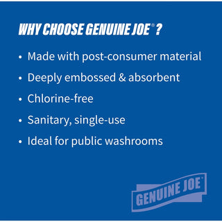 Genuine Joe Multifold Towels - 1 Ply - Multifold - 9.20" x 9.40" - White - Fiber - Embossed, Anti-contamination, Chlorine-free, Absorbent, Moisture Resistant, Interfolded - For Restroom, Public Facilities, Washroom - 250 Per Bundle - 960 / Pallet