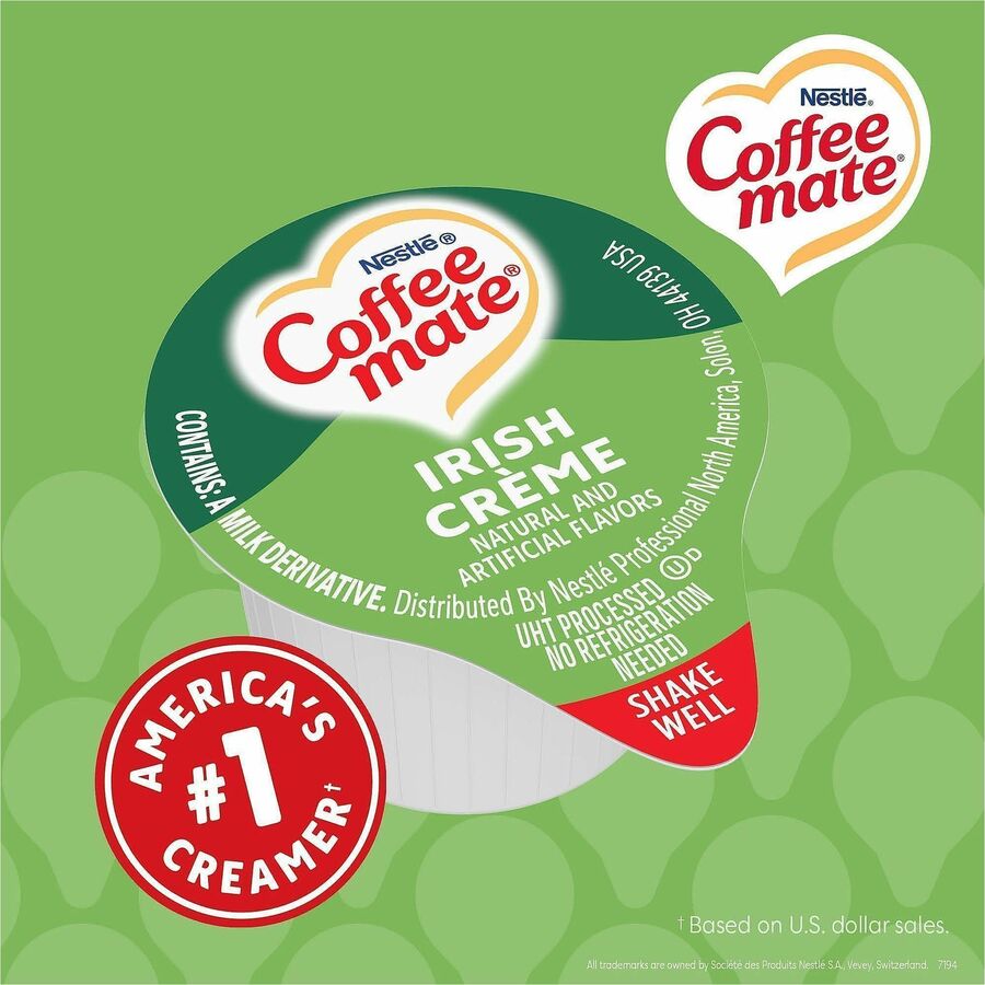 Coffee mate Irish Cream Liquid Creamer - Irish Cream Flavor - 0.38 fl oz (11 mL) - 180/Carton