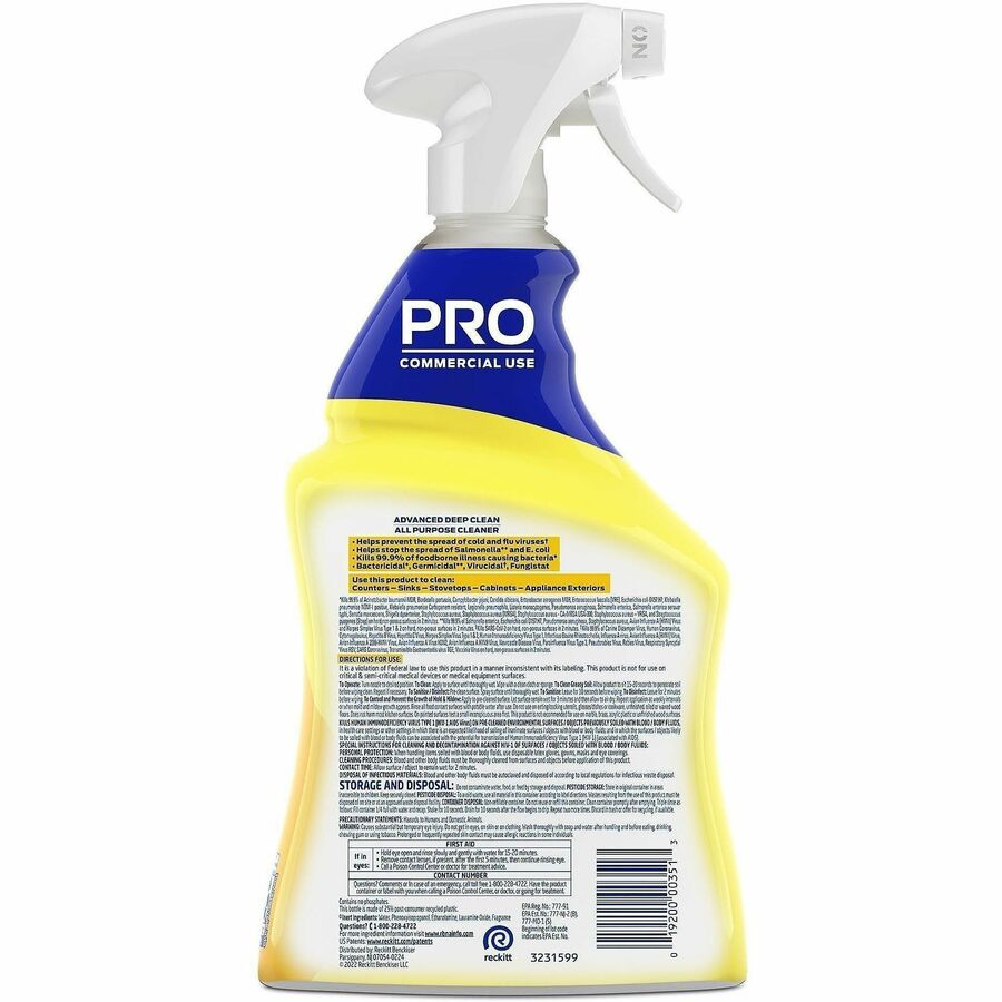 Lysol Advanced Deep Cleaner - 32 fl oz (1 quart) - Lemon Breeze Scent - 12 / Carton - Disinfectant - Clear