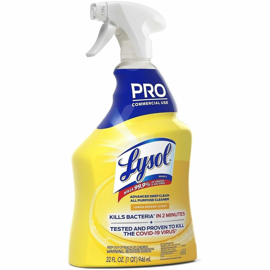 Lysol Advanced Deep Cleaner - 32 fl oz (1 quart) - Lemon Breeze Scent - 12 / Carton - Disinfectant - Clear