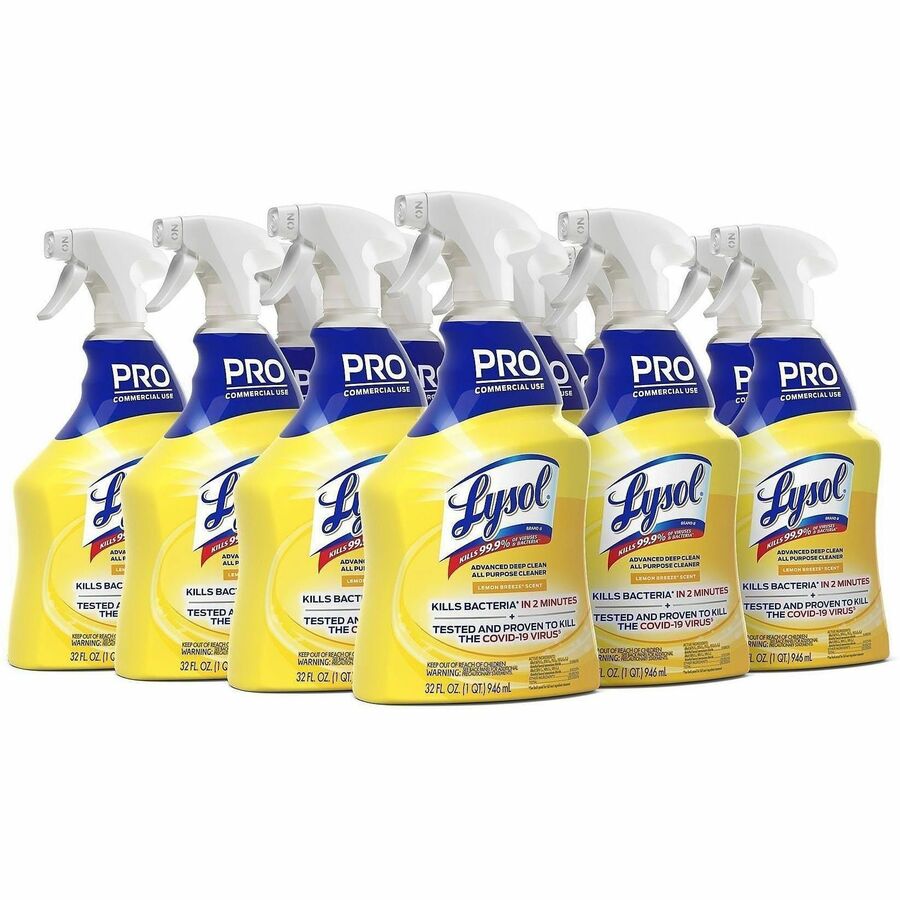 Lysol Advanced Deep Cleaner - 32 fl oz (1 quart) - Lemon Breeze Scent - 12 / Carton - Disinfectant - Clear