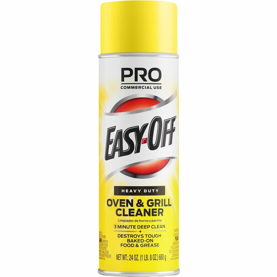 Professional Easy-Off Heavy Duty Oven & Grill Cleaner - 24 fl oz (0.8 quart) - Lemon Floral ScentAerosol Spray Can - 6 / Carton - Heavy Duty - White