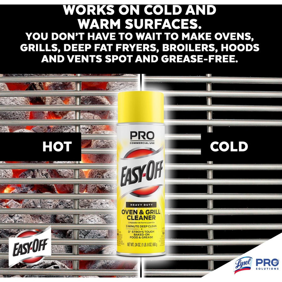 Professional Easy-Off Heavy Duty Oven & Grill Cleaner - 24 fl oz (0.8 quart) - Lemon Floral ScentAerosol Spray Can - 6 / Carton - Heavy Duty - White