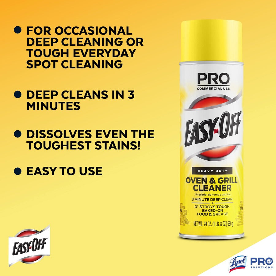 Professional Easy-Off Heavy Duty Oven & Grill Cleaner - 24 fl oz (0.8 quart) - Lemon Floral ScentAerosol Spray Can - 6 / Carton - Heavy Duty - White