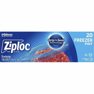 Ziploc Grip n' Seal Freezer Bags - 5" Width x 7" Length - Blue - Plastic - 12/Carton - Food, Meat, Poultry, Fish - 3
