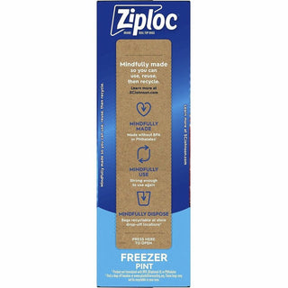 Ziploc Grip n' Seal Freezer Bags - 5" Width x 7" Length - Blue - Plastic - 12/Carton - Food, Meat, Poultry, Fish