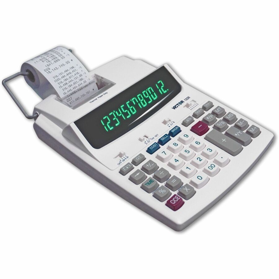 Victor 12-Digit Thermal Printing Calculator - Thermal - 12 Digits - LED - White - 1 Each
