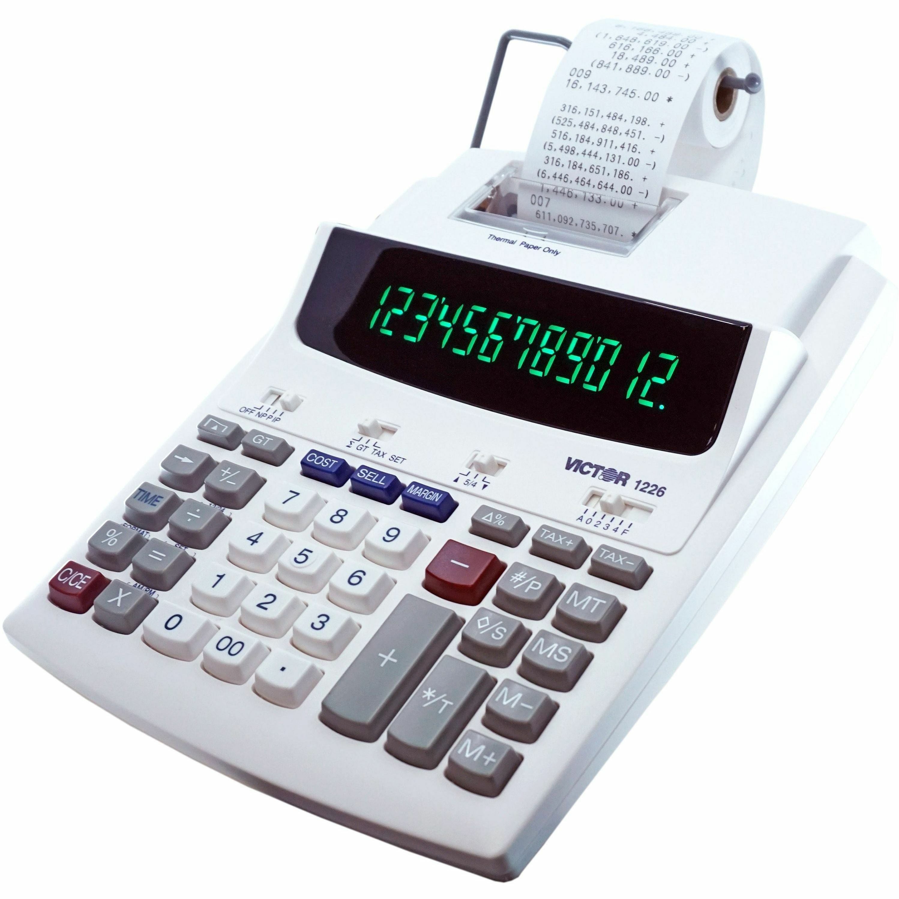 victor-12-digit-thermal-printing-calculator-thermal-12-digits-led-white-1-each_vct1226 - 2