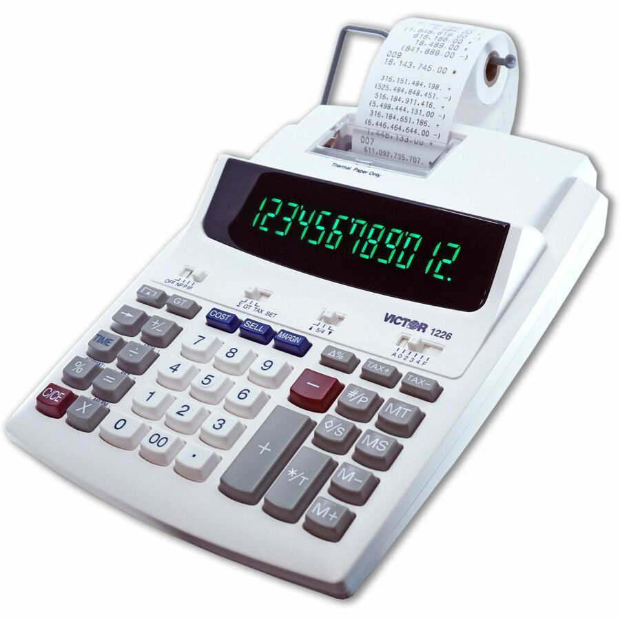 Victor 12-Digit Thermal Printing Calculator - Thermal - 12 Digits - LED - White - 1 Each