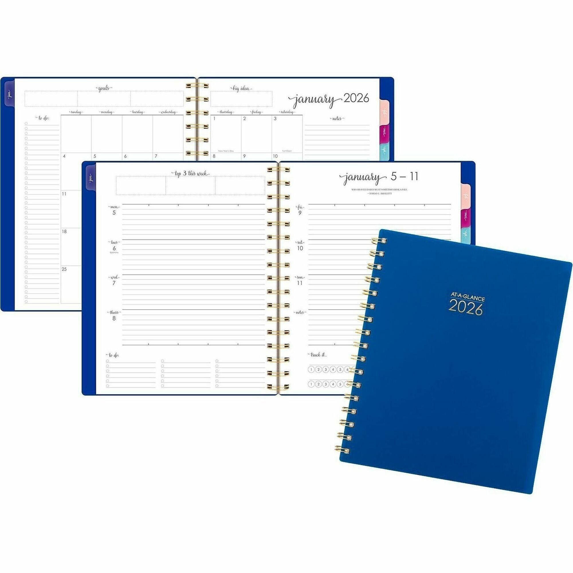 At-A-Glance Harmony Planner - Medium Size - Academic - Weekly, Monthly - 13 Month - January 2024 - January 2025 - 2 Week, 2 Month Double Page Layout - 7" x 8 3/4" Sheet Size - Wire Bound - Blue - Paper - Dated Planning Page, Bleed Resistant, Checklis