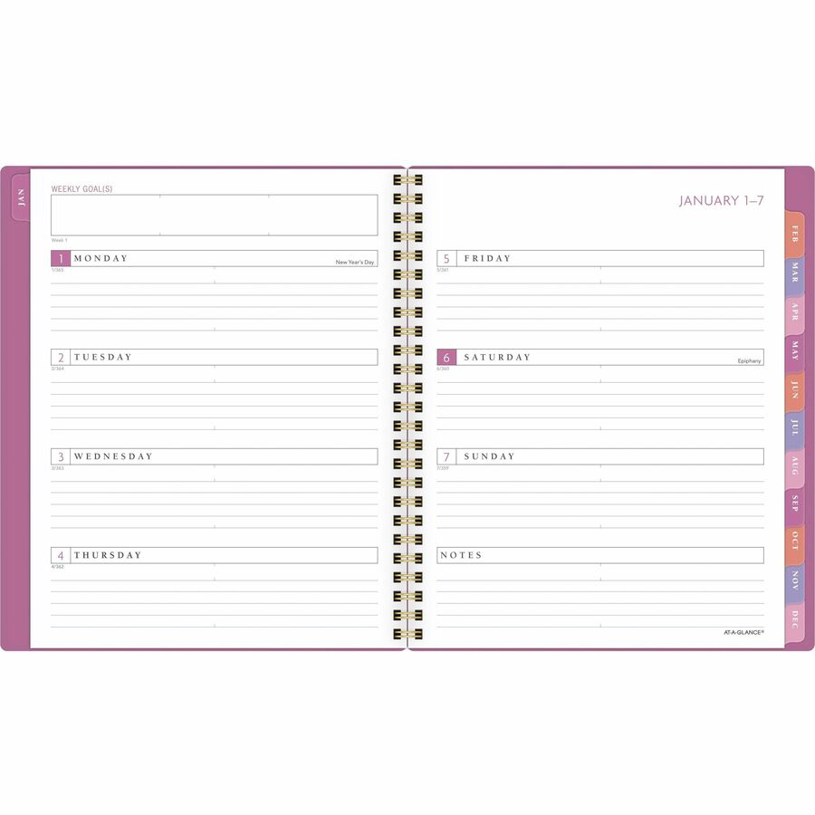 at-a-glance-badge-weekly-monthly-planner-small-size-weekly-monthly-13-month-january-2024-january-2025-7-x-8-3-4-sheet-size-twin-wire-purple-white-paper-bleed-resistant-dated-planning-page-reference-calendar-durable-flexibl_aag1675t805 - 4