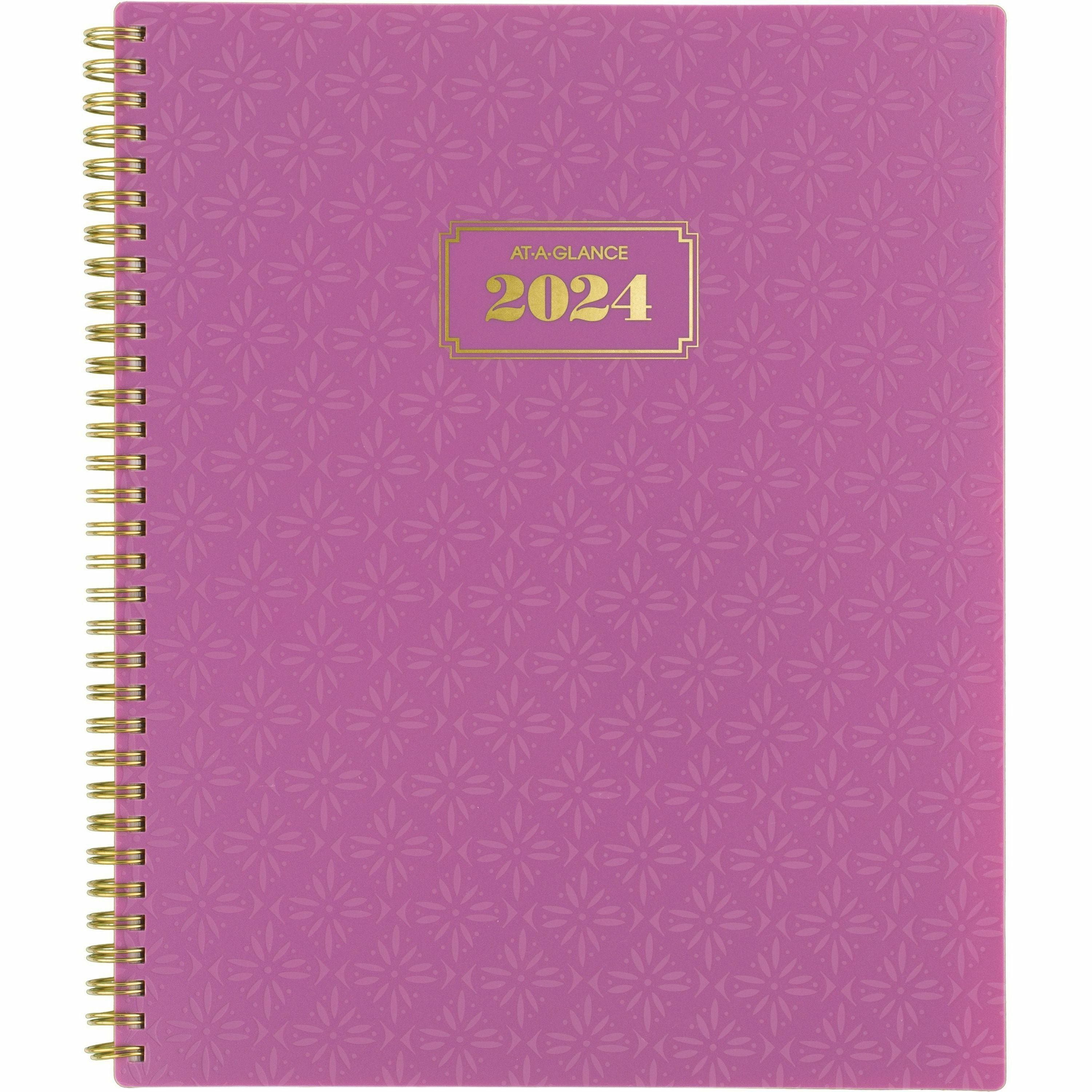 at-a-glance-badge-weekly-monthly-planner-large-size-weekly-monthly-13-month-january-2024-january-2025-8-1-2-x-11-sheet-size-twin-wire-purple-white-paper-bleed-resistant-dated-planning-page-reference-calendar-durable-flexib_aag1675t905 - 2