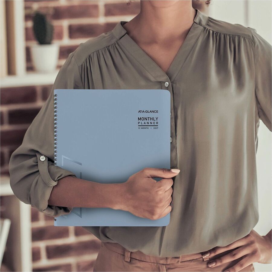Contemporary Monthly Planner, 11.38 x 9.63, Blue Cover, 12-Month (Jan to Dec): 2024