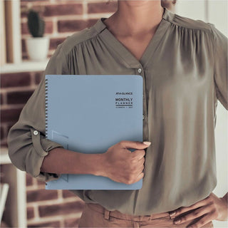 Contemporary Monthly Planner, 11.38 x 9.63, Blue Cover, 12-Month (Jan to Dec): 2024