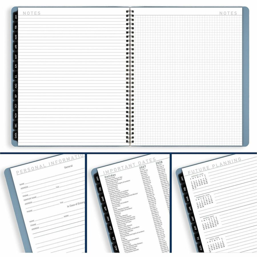 Contemporary Monthly Planner, 11.38 x 9.63, Blue Cover, 12-Month (Jan to Dec): 2024