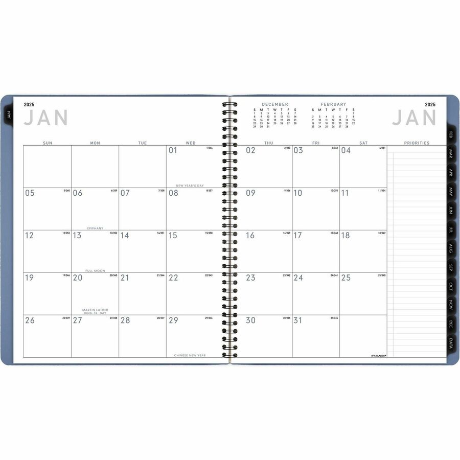 Contemporary Monthly Planner, 11.38 x 9.63, Blue Cover, 12-Month (Jan to Dec): 2024