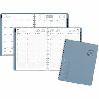 Contemporary Weekly/Monthly Planner, 11.38 x 9, Slate Blue Cover, 12-Month (Jan to Dec): 2024