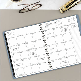 Contemporary Weekly/Monthly Planner, 11.38 x 9, Slate Blue Cover, 12-Month (Jan to Dec): 2024