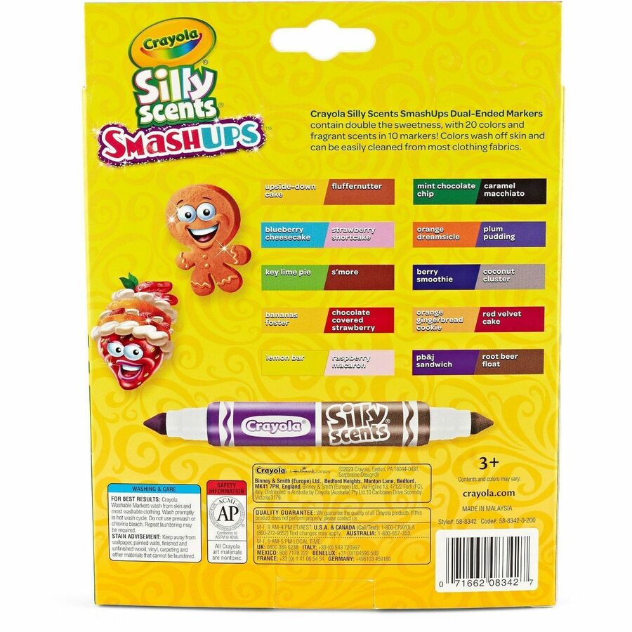 Silly Scents Smash Up Dual Ended Markers, Broad Tip, Assorted, 10/Pack