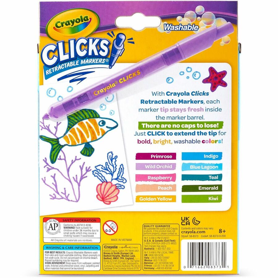 Crayola Clicks Retractable Markers - Bold Marker Point - Retractable - Multi - 1 Pack