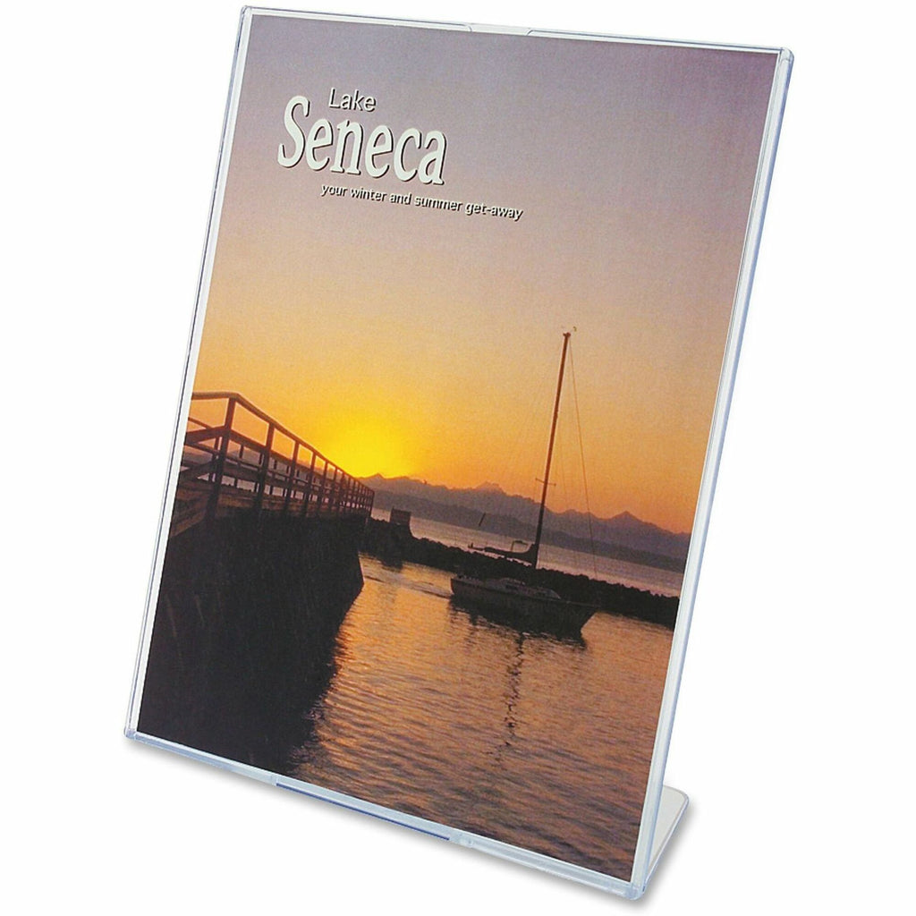deflecto-superior-image-slanted-sign-holders-12-carton-85-width-x-11-height-x-35-depth-l-shaped-shape-top-loading-durable-polystyrene-clear_def590101ct - 1