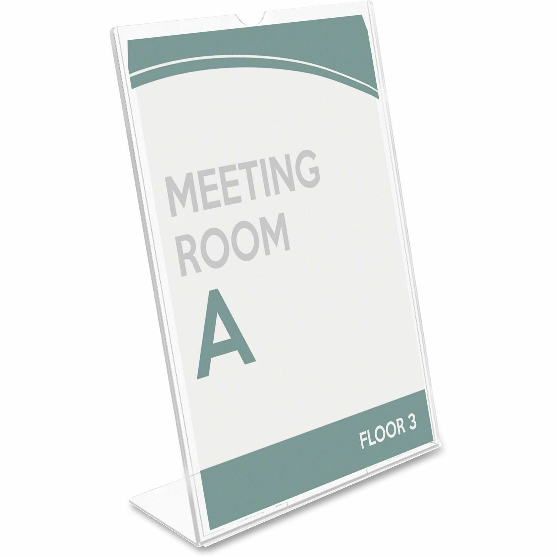 deflecto-superior-image-slanted-sign-holders-12-carton-85-width-x-11-height-x-35-depth-l-shaped-shape-top-loading-durable-polystyrene-clear_def590101ct - 3