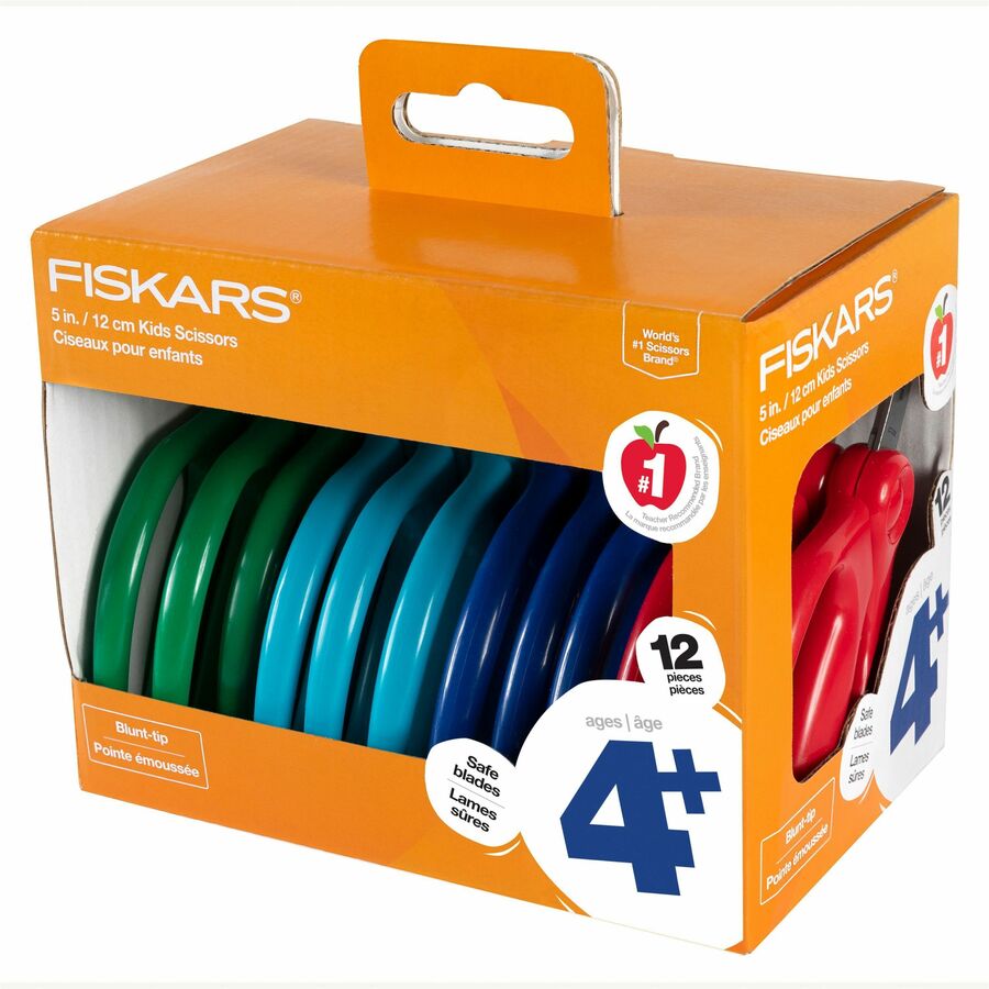 fiskars-5-blunt-tip-kids-scissors-safety-edge-blade-blunted-tip-green-turquoise-blue-red-12-pack_fsk1067001 - 2