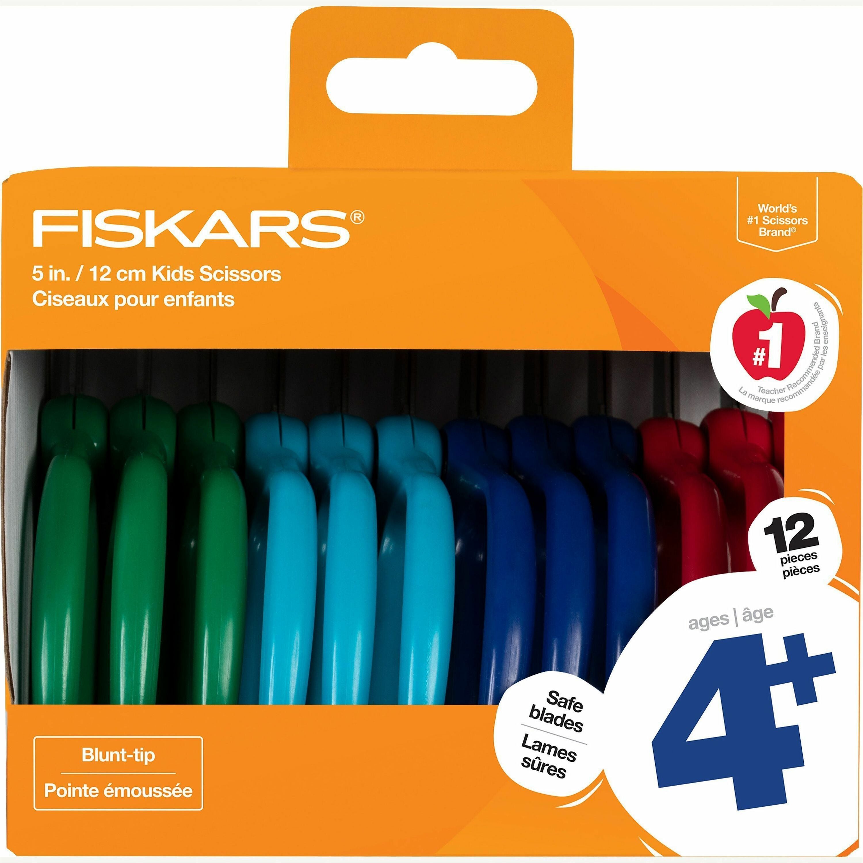 fiskars-5-blunt-tip-kids-scissors-safety-edge-blade-blunted-tip-green-turquoise-blue-red-12-pack_fsk1067001 - 1