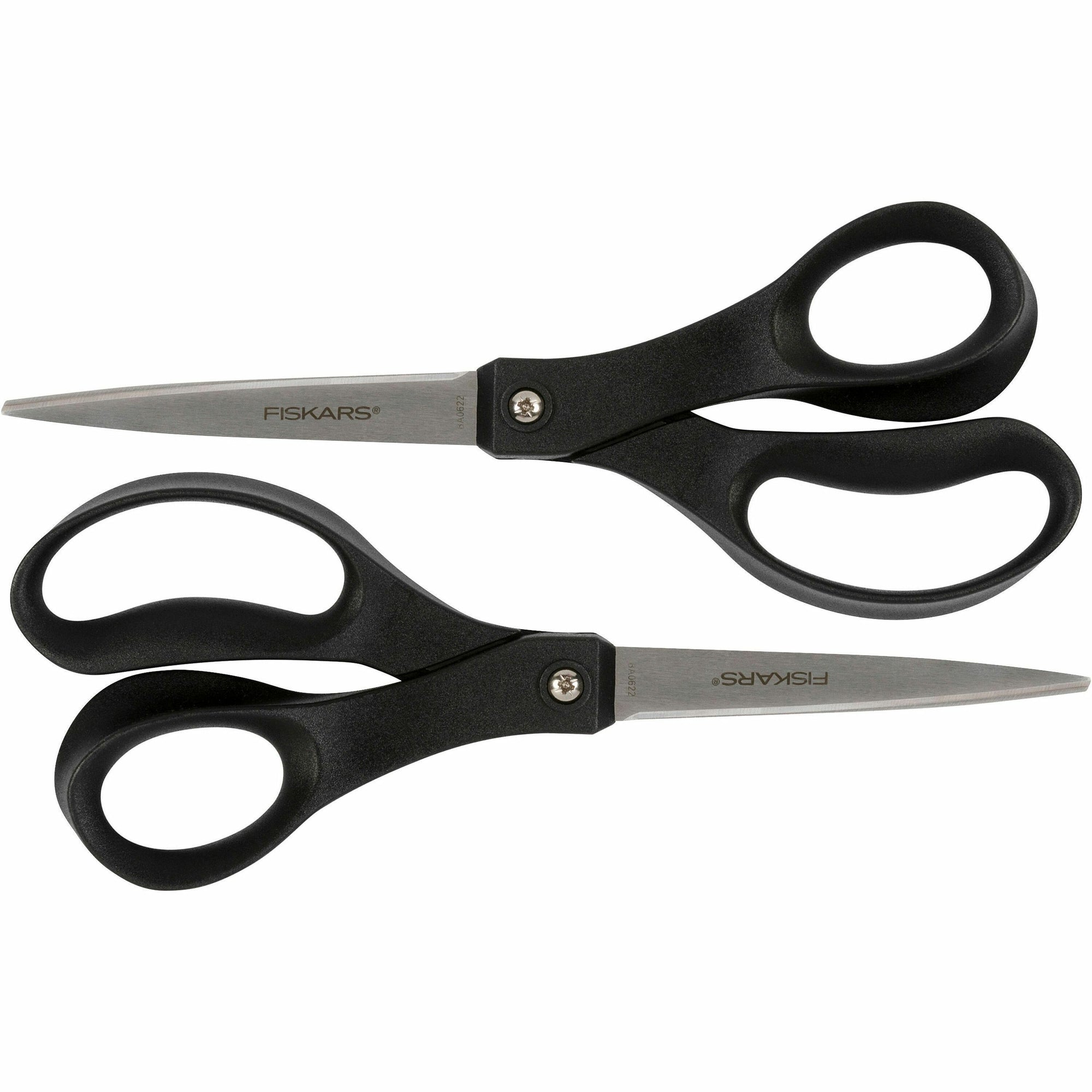 Fiskars Recycled All-purpose Scissors - Stainless Steel - Straight Tip - Black - 2 / Pack