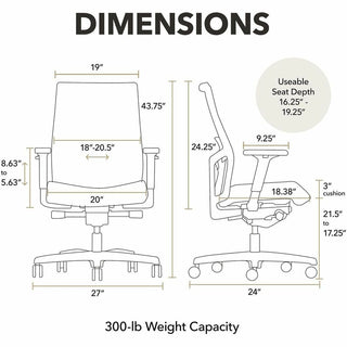 Ignition 2.0 4-Way Stretch Mid-Back Mesh Task Chair, Adjustable Lumbar Support, Black Seat/Back, Black Base