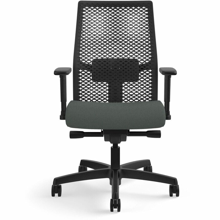 HON Ignition ReActiv Back Task Chair - Fabric Seat - Iron Ore Fabric Seat - Black Mesh Back - Black Frame - 5-star Base - 1 Each