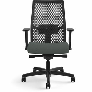 HON Ignition ReActiv Back Task Chair - Fabric Seat - Iron Ore Fabric Seat - Black Mesh Back - Black Frame - 5-star Base - 1 Each