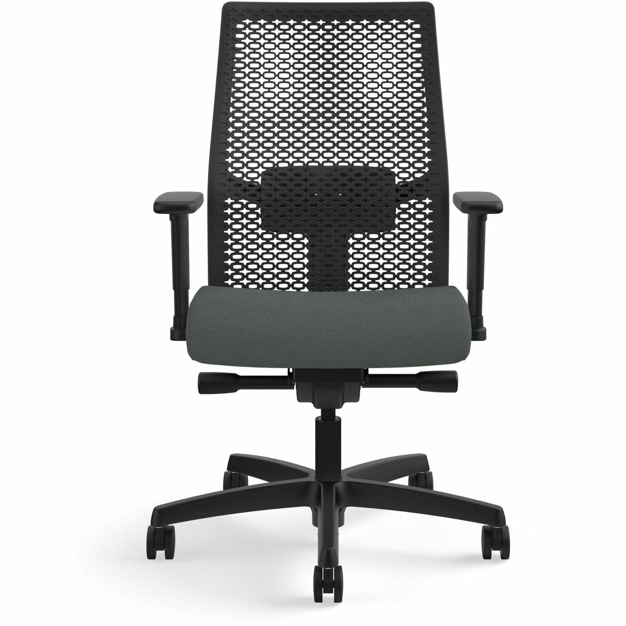 hon-ignition-reactiv-back-task-chair-fabric-seat-iron-ore-fabric-seat-black-mesh-back-black-frame-5-star-base-1-each_honiwmrak20c19b - 2